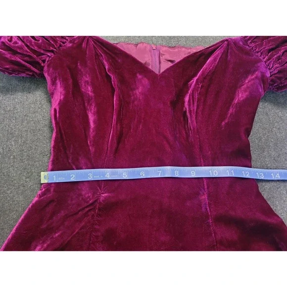 Vintage 80s Off The Shoulder Fit Flare Mini Dress Magenta Size XS Poofy Party - Picture 11 of 15